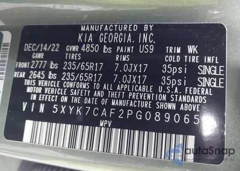 2023 Kia Sportage X-Pro z USA, uszkodzony, nr VIN 5XYK7CAF2PG089065